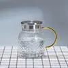 Tetera de agua fría con patrón de martillo para el hogar, a prueba de explosiones, de vidrio de borosilicato alto, tetera de agua fría, taza de agua fría hervida, juego de tetera de gran capacidad