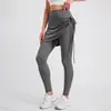 Novas Calças Saia Plissada com Cordão Juyitang para Yoga Feminino, Falso Duas Peças com Efeito Emagrecedor e Calças Fitness Esportivas Anti-Exposição