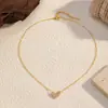 Collar de Acero Inoxidable con Colgante de Corazón Chapado en Oro Real Europeo y Americano Cadena para Clavícula Simple Temperamento Joyería al por Mayor