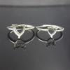 Anillo de Plata S925 con Soporte Vacío, Estilo Simple, Estilo de Moda, Gema DIY con Engaste, Diamante en Forma de Corazón con Punta Facetada en la Parte Inferior