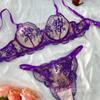 Lencería Sexy Transfronteriza Europea y Americana de Comercio Exterior para Mujer con Estampado, Bordado Dulce y Lazo