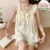 Estilo Verão Novo Simples Colete Sem Mangas Shorts com Bojo para Mulheres, Roupa de Casa Estilo Princesa Doce
