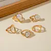 Moda Transfronteriza Europea y Americana Anillo Simple de Aleación con Perla Irregular Conjunto de Anillos Geométricos Apilables Retro