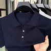 Éxito de transmisión en vivo de TikTok: Camisa de punto de cuello alto para hombre de verano de alta gama, capa base casual de manga corta, ropa para hombre estilo old money
