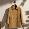Novo casaco de lã de alta qualidade para outono e inverno, 100% lã, feminino, de abotoamento duplo, estilo britânico