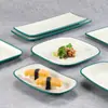Plato de Melamina Plato Plano Rectangular Creativo Vajilla del Sudeste Asiático Restaurante Olla Caliente Barbacoa Guarniciones Plato Imitación Porcelana de Melamina