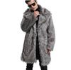 Venta al por mayor de punto transfronterizo Abrigo largo de piel sintética para hombre, Gabardina de pelo largo, Abrigo largo con cuello de solapa de zorro sintético