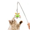 Vara extensível para brincar com gatos, brinquedo interativo para gatos e seus donos, ajuda a gastar energia, varinha de pescar para gatos em formato de caranguejo pequeno, cabeça destacável e substituível