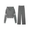 Conjunto Deportivo Casual para Mujer Principios de Otoño 2024 Nueva Moda Holgado Reductor de Edad Sudadera Waffle Conjunto de Dos Piezas # 824