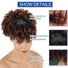 Entrega el mismo día peluca rizada marrón peluca turbante con flequillo cabello envuelto capullos de pelo peluca afro puff