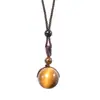 Colgante de una sola cuenta de piedra ojo de tigre natural 7A de 16 mm cordón retráctil exportación de comercio exterior productos estrella venta al por mayor de cuentas individuales de piedra ojo de tigre
