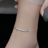 Bajo el árbol de banyan Plata de ley S925 geométrica plata lisa cuadrada tobillera femenina viento frío diseño nicho simple cadena para el pie accesorios moda