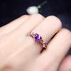 Deseo Venta Caliente Nuevo Anillo con Zirconia Morada en Forma de Corazón Chapado en Oro Rosa de 14 Quilates Joyería de Anillo de Dedo Transfronterizo Europeo y Americano