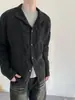 Suéter de mezcla de lana estilo "old money" de invierno con cuello alto para hombre, cárdigan de punto estilo perezoso con botones retro, chaqueta para conjunto de pareja