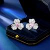 S925 agulha de prata luz luxo high-end nicho elegante simples moda acessórios de orelha moda moda super flash zircon brincos de flor tridimensionais