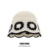 Sombrero de Pescador Tejido a Mano de Diseñador Coreano de Nicho para Mujer en Primavera y Verano para Viajes Sombrero de Cubo Pequeño Calado Tejido que Muestra la Cara