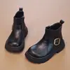 Botas de Moda para Niñas 2026 Otoño/Invierno Nuevo Estilo Tendencia Versión Coreana Botines Elegantes para Niñas con Hebilla Metálica y Cremallera Lateral