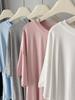 Camiseta Suave de Modal con Mangas Cortas Irregulares para Mujer, Verano, Delgada, Holgada, Abertura Lateral, Ropa para Yoga y Danza