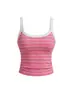 Camisola de rayas de color contrastante para mujer, top deportivo sin mangas, corte ajustado, anti-exposición, elegante top sin espalda
