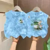 Chaleco Sin Mangas Tie-Dye para Niños y Niñas, Estampado de Dibujos Animados de Verano, Delgado Casual Sin Mangas Estilo Coreano Cuello Redondo para Niños Mayores