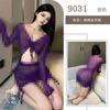 Lingerie Sexy Pijama Sexy de Malha Roxa Perspectiva Manga Longa Envolvente de Quadril Cintura Uniforme Ciber-famoso Desejo Puro Cordão Plissado