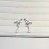 Colar de Pentagrama Cheio de Diamantes em Nuvem para Menina Doce e Descolada, Brincos Longos de Pérola Sintética de Luxo Discreto para Mulheres, Corrente Exquisita para Clavícula