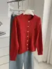 Elegante Cárdigan de Punto Trenzado con Bordado Retro y Cuello Redondo para Mujer 2026 Otoño Invierno Estilo Coreano Cálido Chaqueta Suéter para Persona Baja