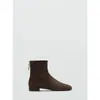 Versão em pele de ovelha ~ Novas botas curtas estilo vintage em camurça, bico redondo, zíper traseiro para mulheres, elegantes, versáteis, de salto baixo, para calçar