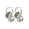 Pendientes Cuadrados de Cristal con Lentejuelas Plateadas para Mujer, Pendientes de Diseño de Nicho de Alta Gama, Estilo Nuevo, Lujo Ligero, Pendientes de Temperamento Único