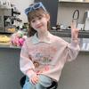Sudadera Infantil Talla Mediana y Grande Nueva Estilo Coreano Primavera y Otoño Para Niña Estilo Muñeca Cuello Solapa Estampada Manga Larga