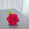 Ramo de Flores de Ganchillo Rosa con Esquina Puntiaguda, Flores de Ganchillo Artificiales, Flores de Hilo, Producto Terminado para Decoración de Escena del Día de San Valentín y Día del Maestro
