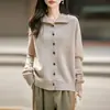 Cardigan de Punto de Lana de Manga Larga Moda Perezosa Estilo Coreano para Mujer Otoño Invierno Nuevo Casual Versátil Adelgazante Suéter Abrigo