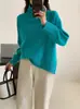 Suéter de cuello alto estilo perezoso para mujer, 100% lana pura, suéter de lana para otoño e invierno, suéter holgado para capas interiores, tejido de punto pullover