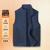 Colete de Lã Polar Masculino Outono e Inverno Sem Mangas Gola Alta Veludo Dupla Face Espessado Cardigan Peça Externa Quente