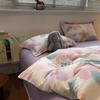Ropa de cama retro pastoral de algodón de cuatro piezas, funda de edredón gruesa de algodón cepillado de tres piezas, venta al por mayor de textiles para el hogar Nantong, transmisión en vivo