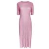 Vestido de Color Sólido de Manga Corta Ajustado Miyake Primavera 2026 para Mujer, Vestido Simple de Pliegues Línea A de Longitud Media
