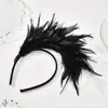 Diadema de Flores de Plumas de Carnaval Transfronterizo Fiesta Fiesta de Desempeño Accesorios para el Cabello de Plumas Diadema Accesorios Retro para el Cabello de Novia