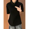 Design Casual Americano Bom Caimento Gola Henley Bordada Manga Curta Camisa Polo Unissex Solta Versátil Camiseta