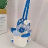 Linda Funda de Ganchillo Hecha a Mano para Taza de Agua con Correa Larga para Uso Portátil, Adecuada para Termos y Vasos de Vidrio
