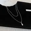 Colar Minimalista de Pérola Flor Gota D'água Dupla Camada, Corrente de Clavícula Nicho de Luxo Leve, Joia Estilo Coreano Ins para Mulheres com Toque de Alto Padrão