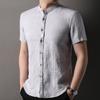 Camisa de lino 100% Hengyuanxiang para hombre de manga corta 2025 verano nueva camisa de estilo nacional para hombre con cuello mao y manga corta