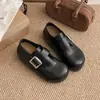 Zapatos Birkenstock de moda estilo británico con hebilla de cuero sintético para mujer, novedad versátil primavera y otoño 2026, de doble uso, corte profundo, zapatos de un solo color
