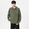 Sudadera de Bolsillo Estilo Americano Vintage con Logo Personalizado, Otoño/Invierno Cuello Revuelto Manga Larga Peso Pesado Camisa Cultural de Equipo Ropa de Trabajo