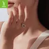 Anillo Original Yinziyun de Plata de Ley s925 con Moissanita de un Quilate en Forma de Corazón, Exquisito y Lujoso, Anillo Apilable