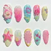 30 Peças de Unhas Wearable Pintadas à Mão com Conchas de Praia para o Verão Flores 3D Estereoscópicas Borboleta Coração Peças de Nail Art de Alta Qualidade