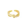 Anillo Cruz de Circonita de Moda Exquisito Versátil Diseño de Nicho de Moda Estilo de Lujo Ligero Anillo Abierto que No se Desvanece para Mujeres