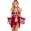 Fabricante Temu Suministro Encaje Lencería Erótica Transparente Espalda Descubierta Sexy Bata de Noche Malla Vestido con Tiras Irregulares para Mujer