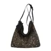 Bolsa Tote Estampada de Leopardo Estrela Feminina 2026 Nova Outono Retro Grande Capacidade Ombro Único Transversal Versátil para o Trabalho Bolsa de Lona