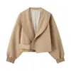 Versátil y elegante chaqueta casual de calle para mujer, primavera, manga larga, 2026, nueva, venta al por mayor, transfronteriza, corta, con cuello de solapa