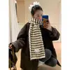 Bufanda de Punto a Rayas Coreana de Lana para Mujer 2025 Nuevo Otoño e Invierno Engrosada Protección para el Cuello Bufanda Cálida Tendencia Decorativa